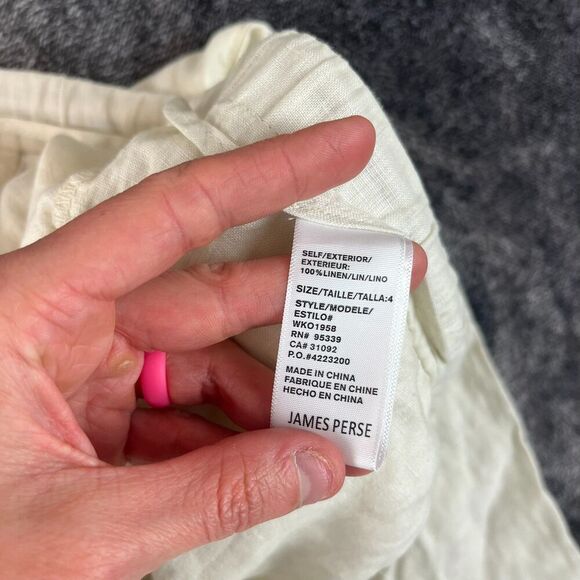 James Perse 100% Linen Cream Pull On Pants Drawstring Wide Leg Women's 4 NWT - Picture 8 of 13